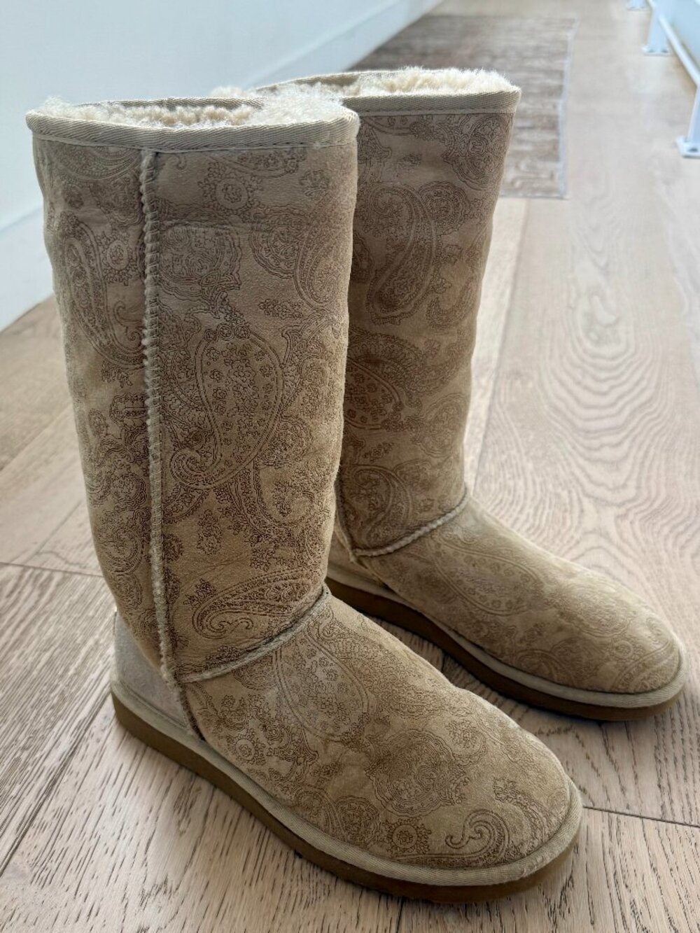 UGG Classic Tall Paisley Sand Boots Womens Size 7